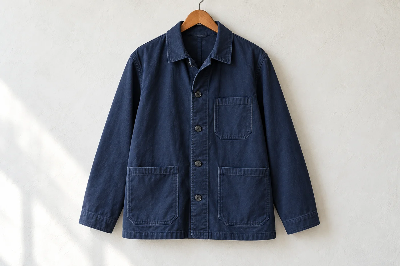 Chore jacket showing large patch pockets