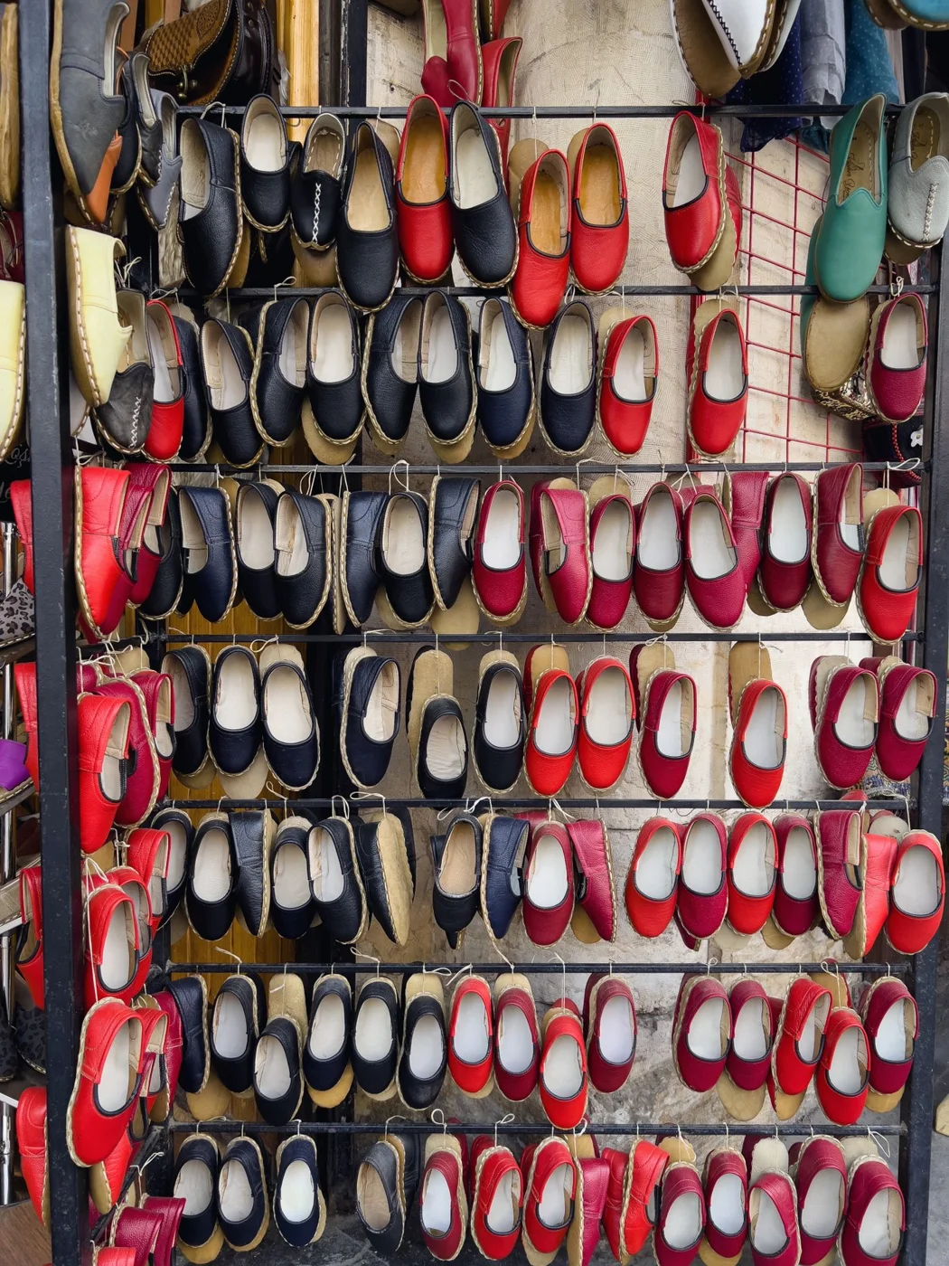 Espadrilles Hanging on a Stall Display