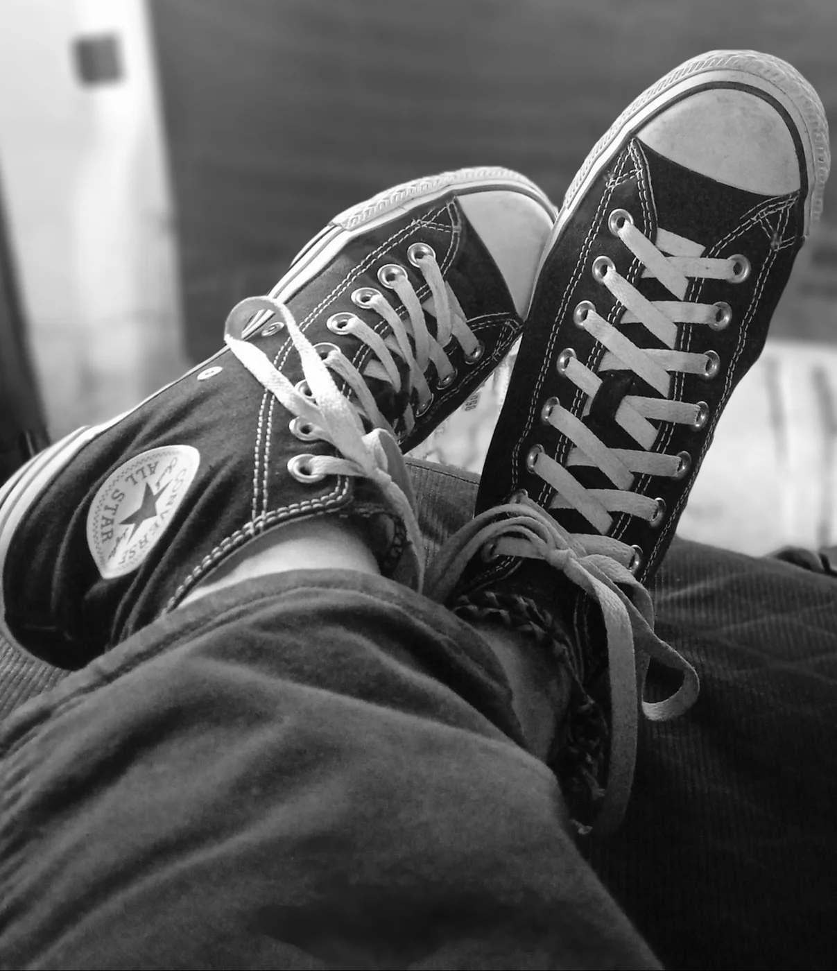 Black High Top Canvas Sneakers in Black and White