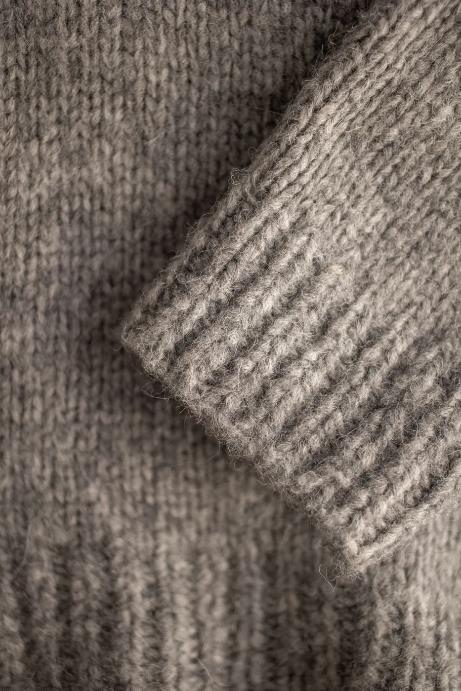 Close-up of a knitted sweater sleeve