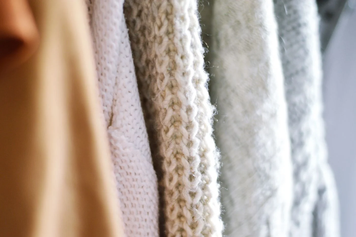 Detail of knitted sweater stitches