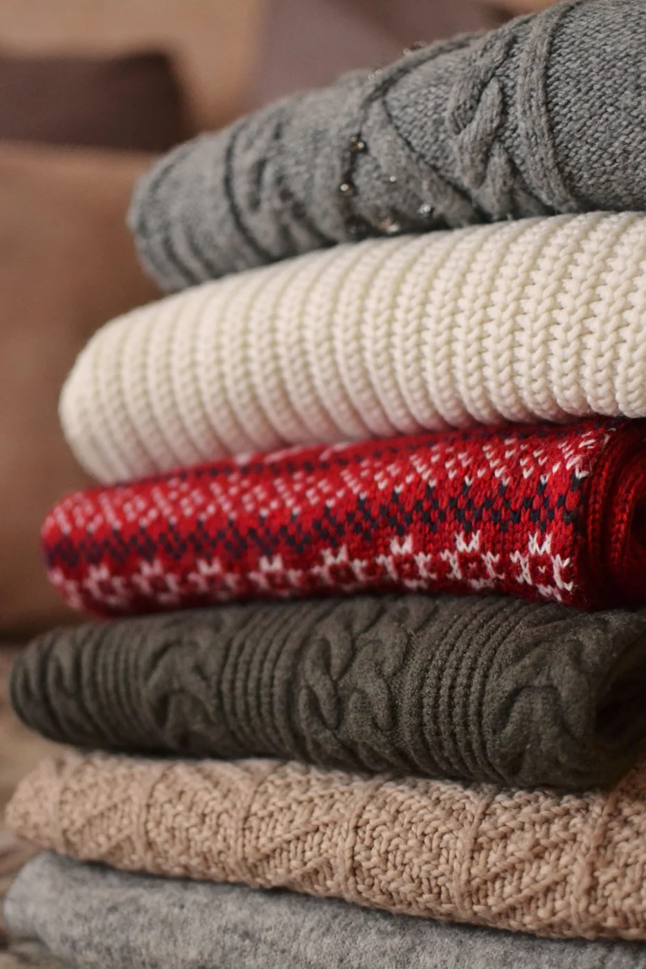 Folded Sweater in Close Up Photography