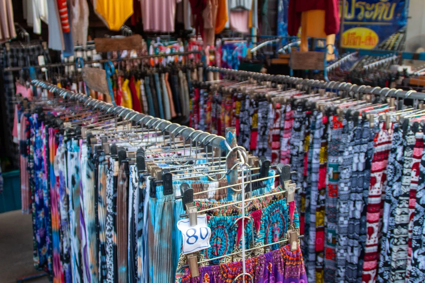 Clothing displayed inside a retail store