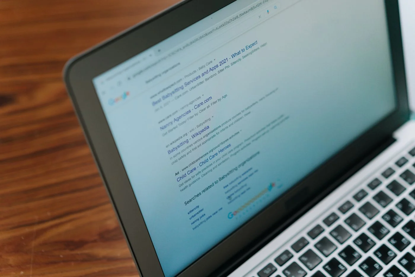 Laptop displaying a browser window