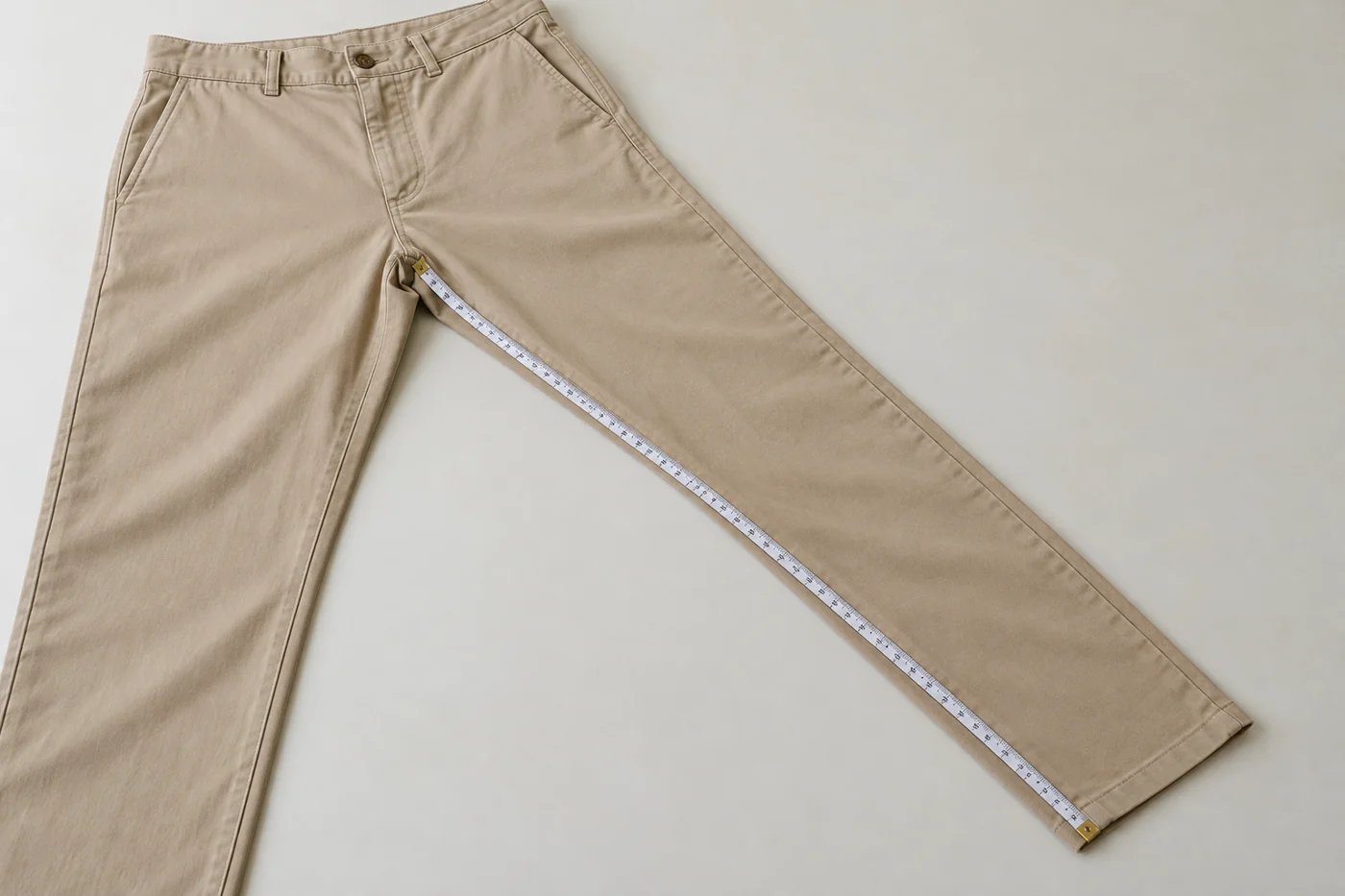 Trousers measured flat with a flexible tape